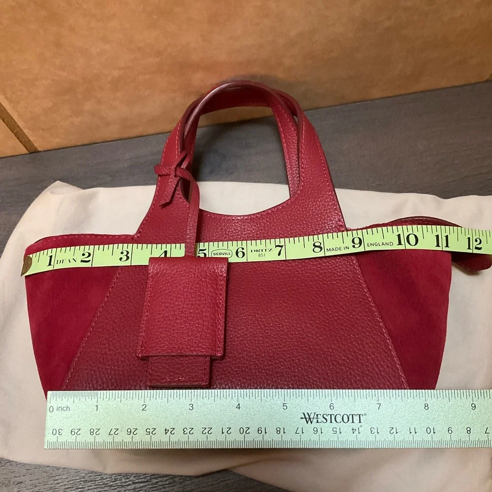 DKNY Effortless The Mini Tote Red Satchel Bag Leather Crossbody, Top handle